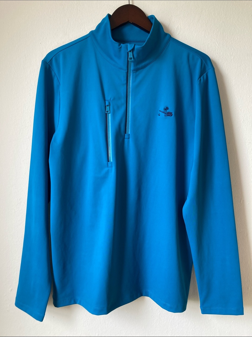 G/FORE Daytona Tech Interlock Slim Fit Golf Quarter-Zip Pullover Men’s L Petrol